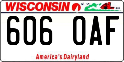 WI license plate 606OAF