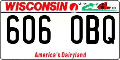 WI license plate 606OBQ