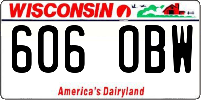 WI license plate 606OBW
