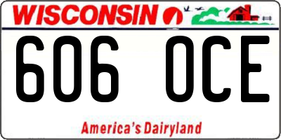 WI license plate 606OCE