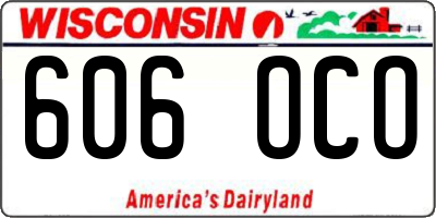 WI license plate 606OCO
