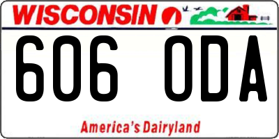 WI license plate 606ODA