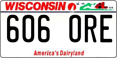 WI license plate 606ORE