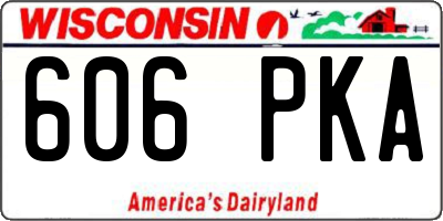WI license plate 606PKA