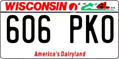 WI license plate 606PKO