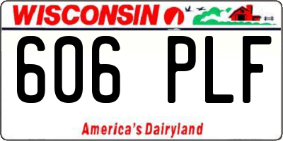 WI license plate 606PLF