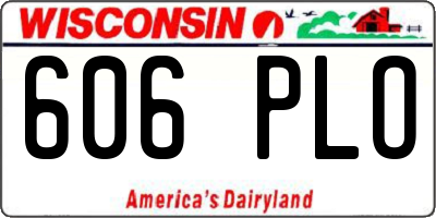 WI license plate 606PLO