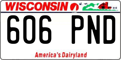 WI license plate 606PND