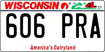 WI license plate 606PRA
