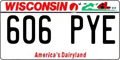 WI license plate 606PYE