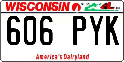 WI license plate 606PYK