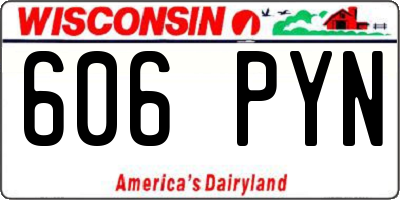 WI license plate 606PYN