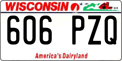 WI license plate 606PZQ