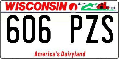 WI license plate 606PZS