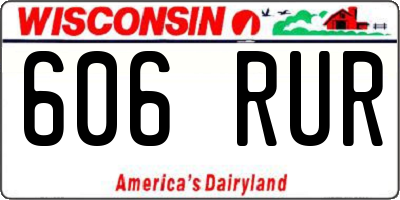 WI license plate 606RUR