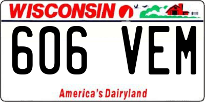 WI license plate 606VEM