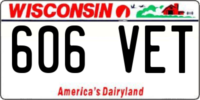 WI license plate 606VET