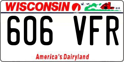 WI license plate 606VFR