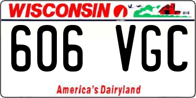 WI license plate 606VGC