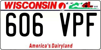 WI license plate 606VPF