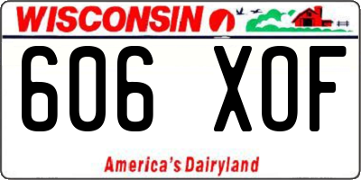 WI license plate 606XOF