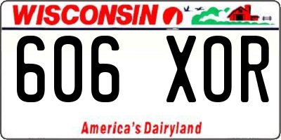 WI license plate 606XOR