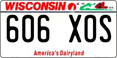 WI license plate 606XOS