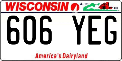 WI license plate 606YEG