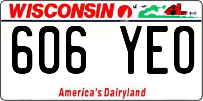 WI license plate 606YEO