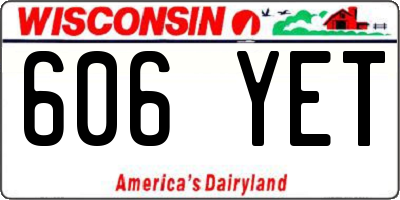 WI license plate 606YET
