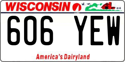 WI license plate 606YEW
