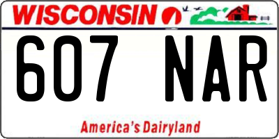 WI license plate 607NAR