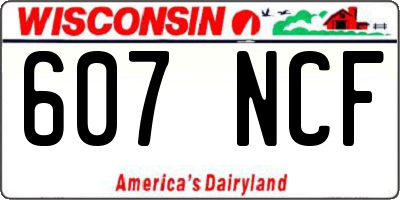 WI license plate 607NCF