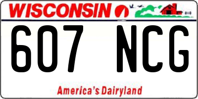 WI license plate 607NCG
