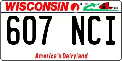 WI license plate 607NCI