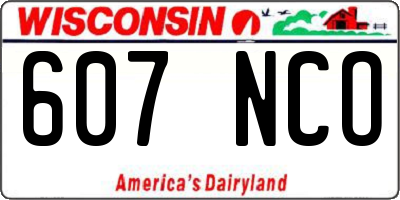 WI license plate 607NCO