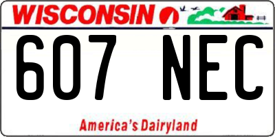 WI license plate 607NEC