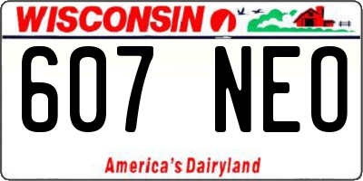WI license plate 607NEO