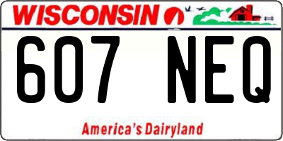 WI license plate 607NEQ