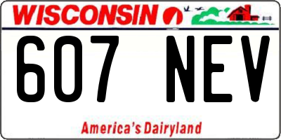 WI license plate 607NEV
