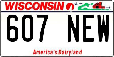 WI license plate 607NEW