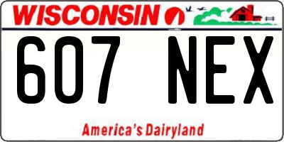 WI license plate 607NEX
