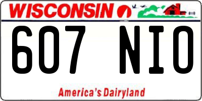 WI license plate 607NIO
