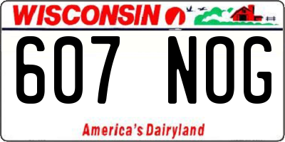 WI license plate 607NOG