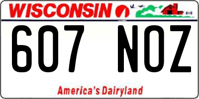 WI license plate 607NOZ