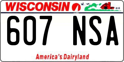 WI license plate 607NSA