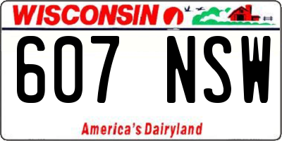 WI license plate 607NSW