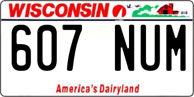 WI license plate 607NUM