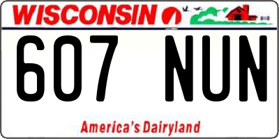 WI license plate 607NUN