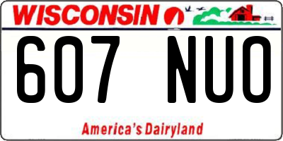 WI license plate 607NUO